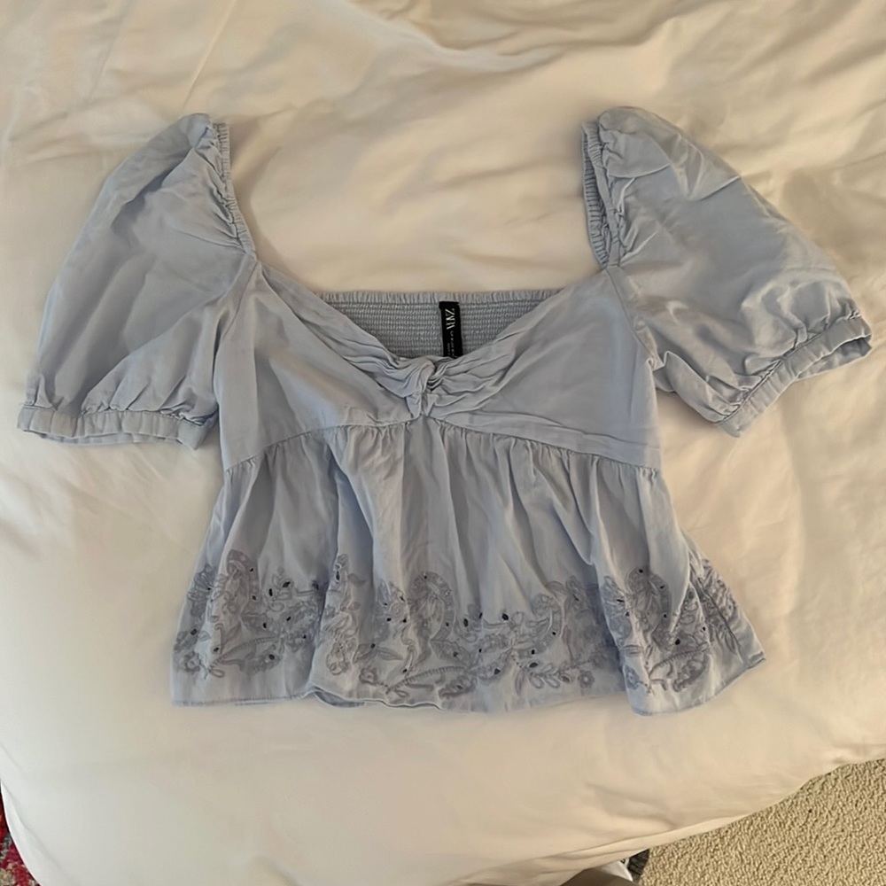 Zara Blue Babydoll Blouse